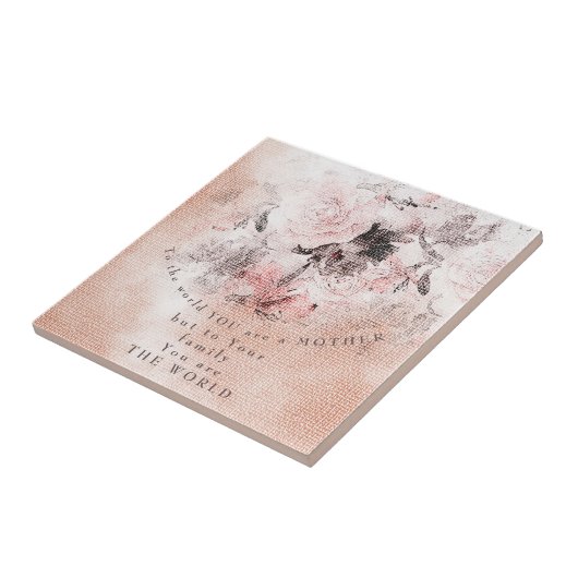 モダン-ヴィンテージ赤面フローラ母の日 タイル (側面)