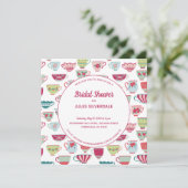 モダン ヴィンテージ ウェディング シャワー ティー カップ 招待状 (スタンド正面)