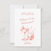 モダン ヴィンテージ オレンジ ブライズメイド 提案カード 招待状 (正面)