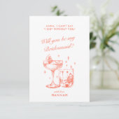 モダン ヴィンテージ オレンジ ブライズメイド 提案カード 招待状 (スタンド正面)