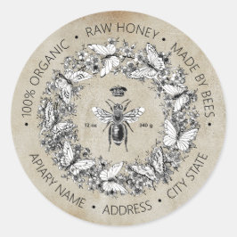 モダン ヴィンテージ クイーンビー バタフライ ハニー クラフト ラウンドシール