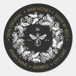モダン ヴィンテージ クイーンビー バタフライ リース ハニー ラウンドシール