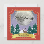 モダン ヴィンテージ クリスマス ナイト サンタとトナカイ (正面)