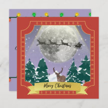 モダン ヴィンテージ クリスマス ナイト サンタとトナカイ