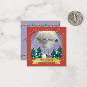 モダン ヴィンテージ クリスマス ナイト サンタとトナカイ ノートカード (正面/裏面インサイチュ)