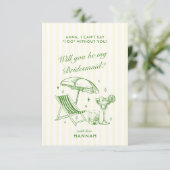 モダン ヴィンテージ グリーン ブライズメイド 提案カード 招待状 (スタンド正面)