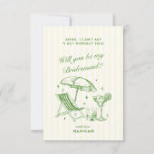 モダン ヴィンテージ グリーン 花嫁の提案カード 招待状 (正面)