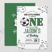 モダン ヴィンテージ サッカー スポーツ 1歳の誕生日 招待状 (正面/裏面)