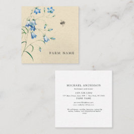 モダン ヴィンテージ シンプル ビー ハニー ベル フラワー カートン スクエア名刺