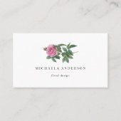 モダン ヴィンテージ シンプル フラワー ピンク ローズ 名刺 (正面)