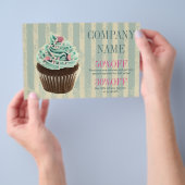 モダン ヴィンテージ ティール  バーガーケーキ デザート カップケーキ チラシ (ハンドル)