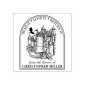 モダン ヴィンテージ ドラゴン城 図書館から ラバースタンプ (インプリント)