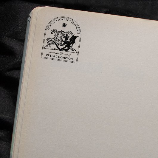 モダン ヴィンテージ ドラゴン ウォリアー 図書館から ラバースタンプ