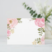 モダン ヴィンテージ ピンク フローラル ウェディング ブランク カード (スタンド正面)
