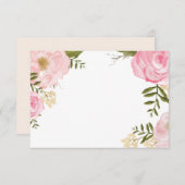 モダン ヴィンテージ ピンク フローラル ウェディング ブランク カード (正面/裏面)