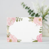 モダン ヴィンテージ ピンク フローラル ウェディング ブランク カード (スタンド正面)