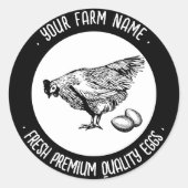 モダン ヴィンテージ ファーム ヘン エッグ カートン アンティーク ラウンドシール (正面)