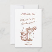 モダン ヴィンテージ ブラウン ブライズメイド プロポーズ カード (正面)