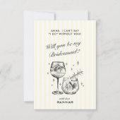 モダン ヴィンテージ ブラック ブライズメイド 提案カード 招待状 (正面)