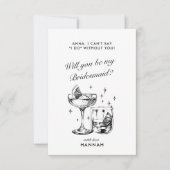 モダン ヴィンテージ ブラック ブライズメイド 提案カード 招待状 (正面)