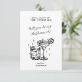 モダン ヴィンテージ ブラック ブライズメイド 提案 カード (スタンド正面)