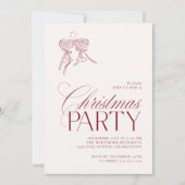 モダン ヴィンテージ レッド クリスマス パーティー 招待状 (正面)