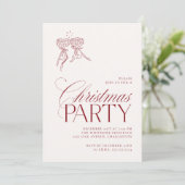 モダン ヴィンテージ レッド クリスマス パーティー 招待状 (スタンド正面)