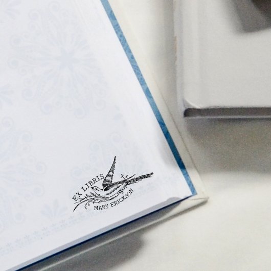 モダン ヴィンテージ 鳥 図書館 Ex Libris 本 ラバースタンプ