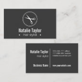 モダン、上品、ミニマリスト、黒、美容師 名刺 (正面/裏面)