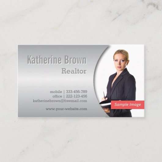 モダン、上品、金属勾配の効果の写真 名刺 (正面)