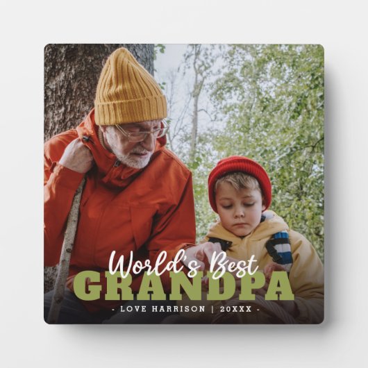 モダン「世界の最高のおじいちゃんカスタム写真 フォトプラーク (正面)