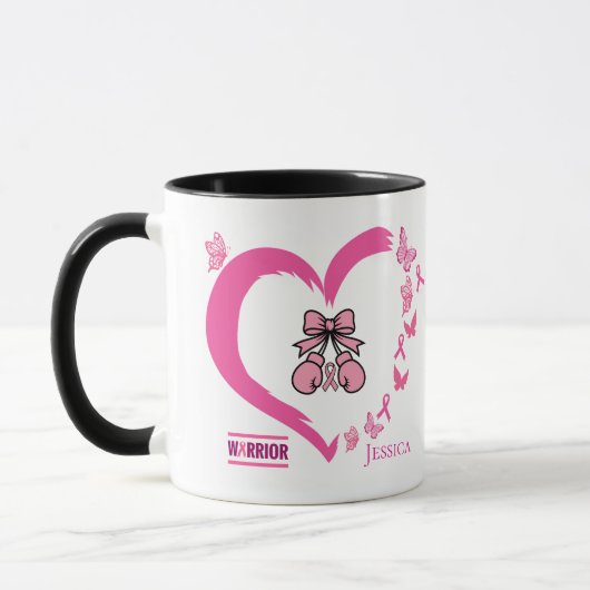 モダン 乳がんサバイバー 名前カスタマイズ可能 マグカップ (左)