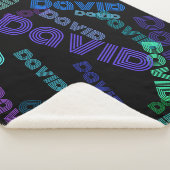 モダン、任意の名前のコラージュ |ブルース、パープル、グリーン シェルパブランケット (3/4)