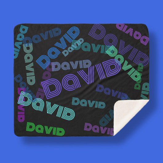 モダン、任意の名前のコラージュ |ブルース、パープル、グリーン シェルパブランケット