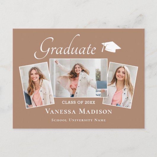 モダン |写真エレガントの卒業発表 ポストカード (正面)