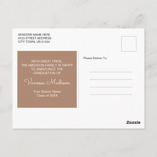 モダン |写真エレガントの卒業発表 ポストカード (裏面)