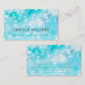 モダン《写真》ぼけ味お洒落鮮鮮アクアブルー 名刺 (正面/裏面)