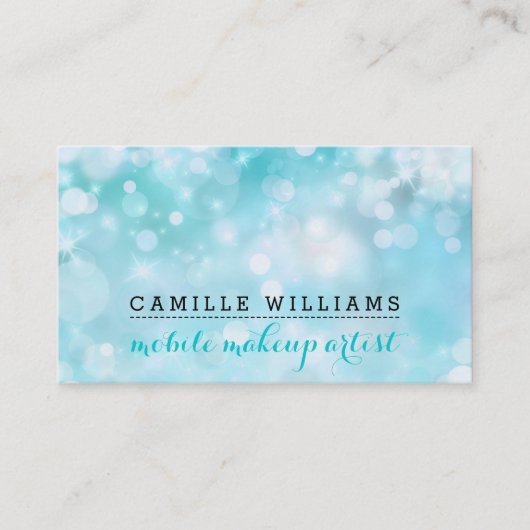 モダン《写真》ぼけ味お洒落鮮鮮アクアブルー 名刺 (正面)