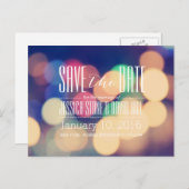 モダン《写真》ぼけ味ライト結婚式の保存日付 案内ポストカード (正面/裏面)