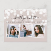 モダン《写真》ぼけ味ライト3写真卒業 案内ポストカード (正面)