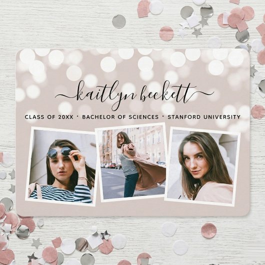 モダン《写真》ぼけ味ライト3写真卒業 案内状