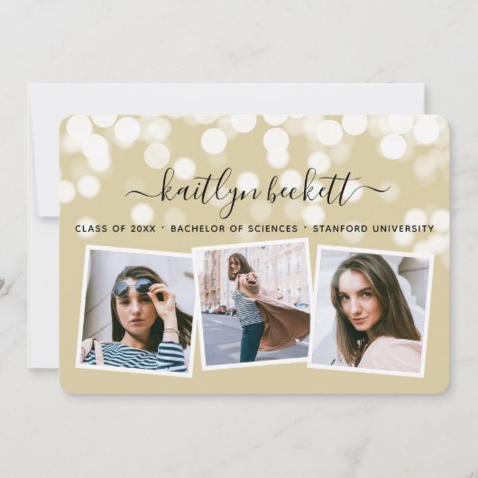 モダン《写真》ぼけ味ライト3写真卒業 案内状 (正面)