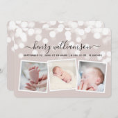 モダン《写真》ぼけ味ライト3写真誕生のお知らせ 案内状 (正面/裏面)