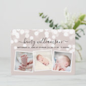 モダン《写真》ぼけ味ライト3写真誕生のお知らせ 案内状 (スタンド正面)