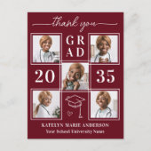 モダン 卒業 カスタム 6 フォト コラージュ サンクス ポストカード (正面)