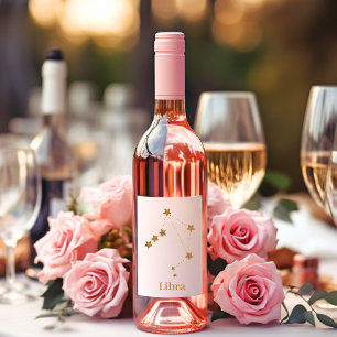 モダン〔占星術の〕十二宮図サイン金ゴールドライブラリ  エアエレメント ワインラベル