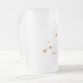 モダン〔占星術の〕十二宮図サイン金ゴールドレオ |要素火災 フロストグラスビールジョッキ (正面左)