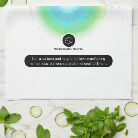 モダン〔占星術の〕十二宮図徴候がん引用文水素子 キッチンタオル (折り畳み)