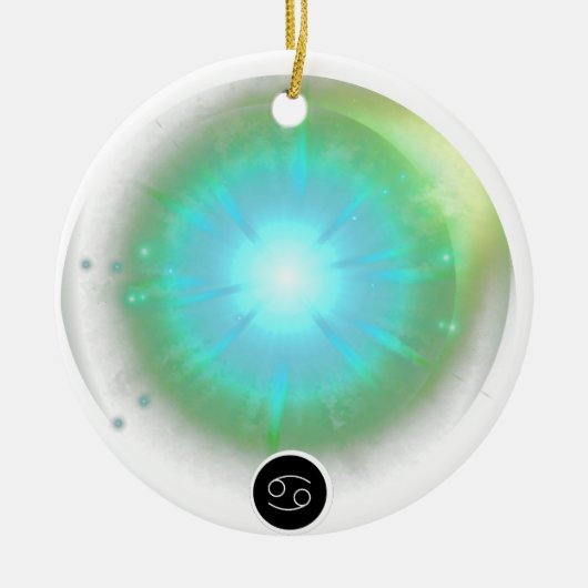 モダン〔占星術の〕十二宮図徴候がん引用文水素子 セラミックオーナメント (正面)