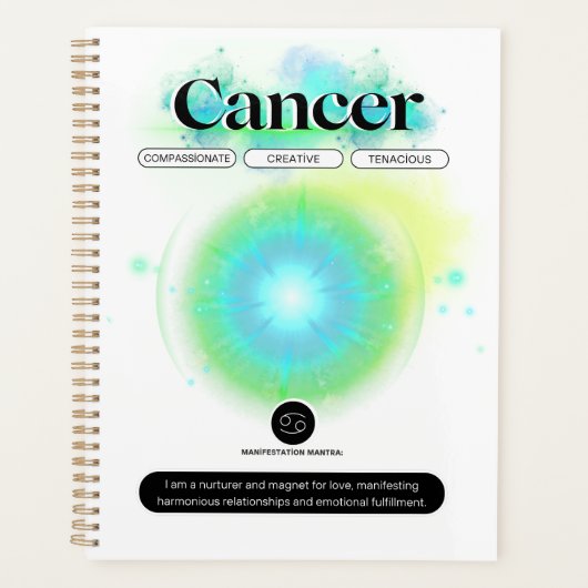 モダン〔占星術の〕十二宮図徴候がん引用文水素子 プランナー手帳 (正面)